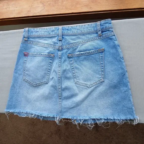 UO BDG Notched Denim Mini Skirt S-P jeans cutoffs frayed light wash notched - Picture 4 of 11